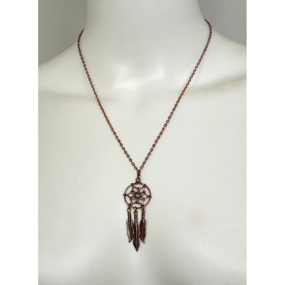Dreamcatcher Fashion Necklace Women 20” Chain 2” pendant Rose Gold/Copper Color - Picture 5 of 10